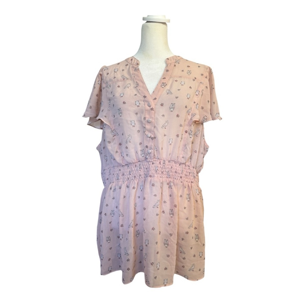 Torrid Pink Peplum Top with Owls Chiffon